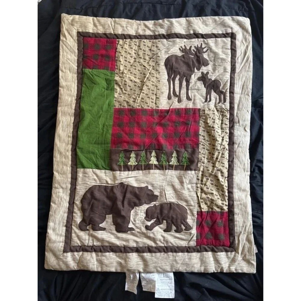 Forest crib quilt, nursery bedding, 35